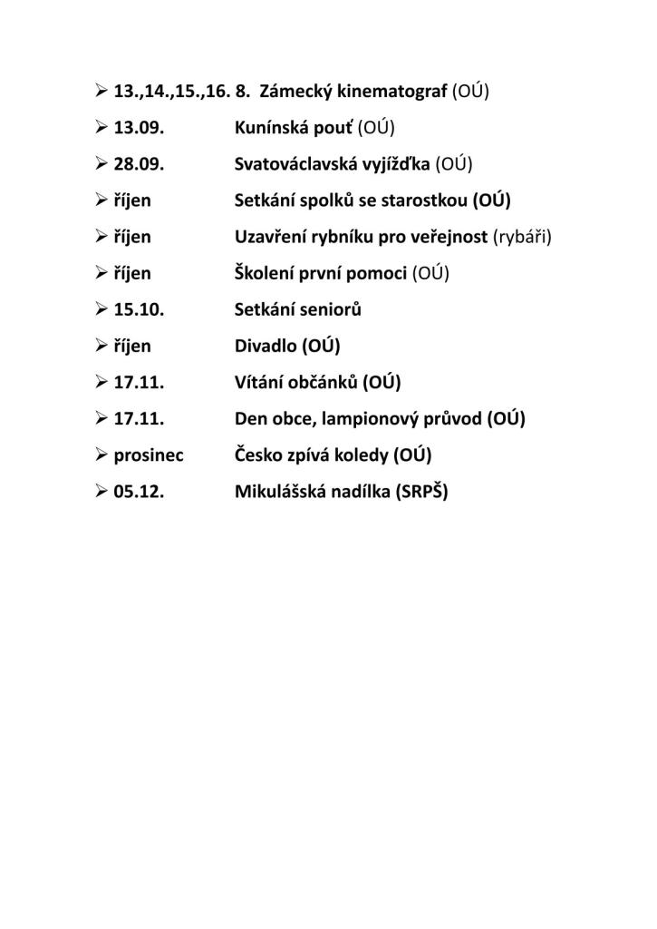 Kalendář akcí 2026